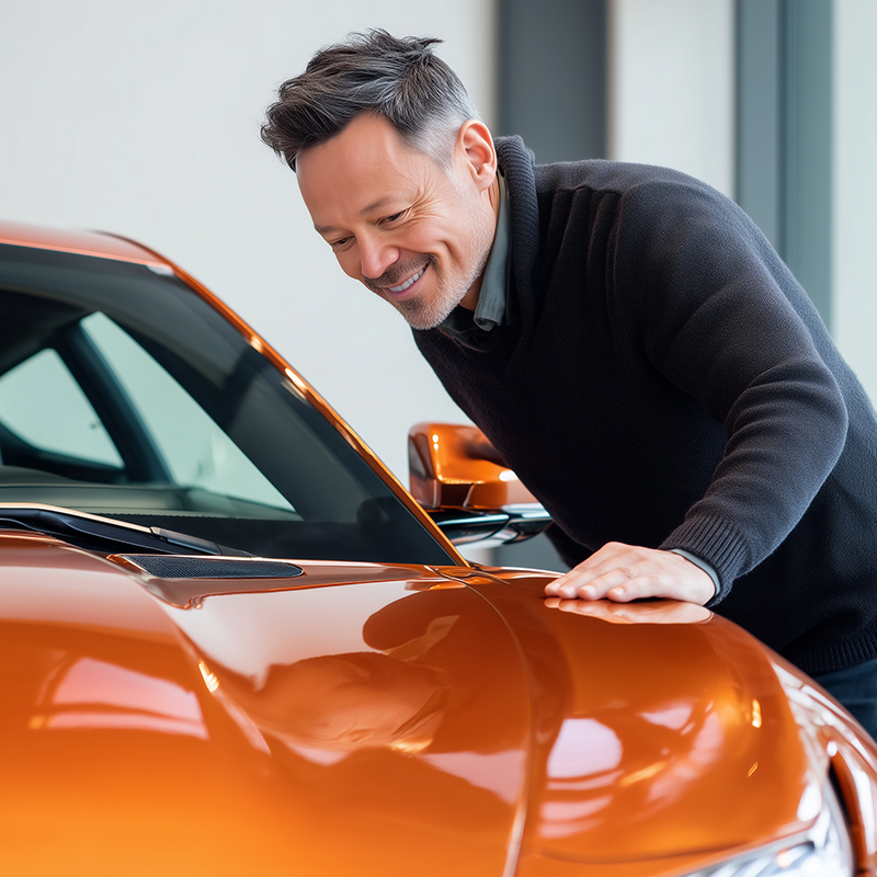 man-loving-his-car Omega-Shield Paint Protection Film